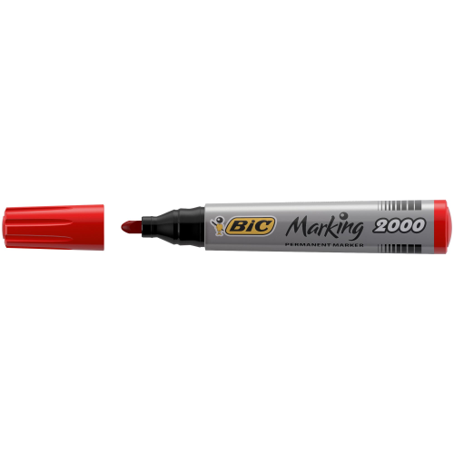 Bic Marking 2000 rosso punta tonda tratto 1 7 mm -Bic- fusto in plastica design conico inchiostro a lunga durata (conf.12)